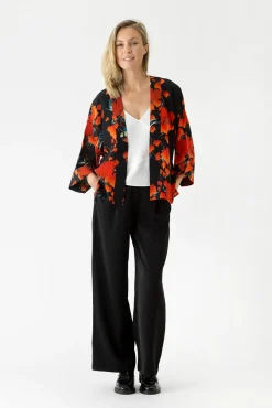 Acer Black Crepe Kimono