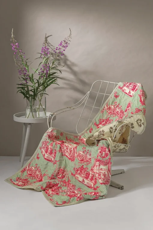 Ancient Column Pink Velvet Throw