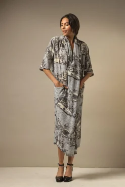 Ancient Columns Charcoal Rachel Dress