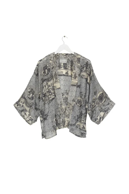 Ancient Columns Charcoal Kimono