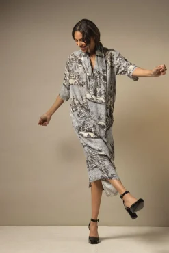 Ancient Columns Charcoal Rachel Dress