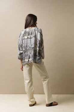 Ancient Columns Charcoal Kimono
