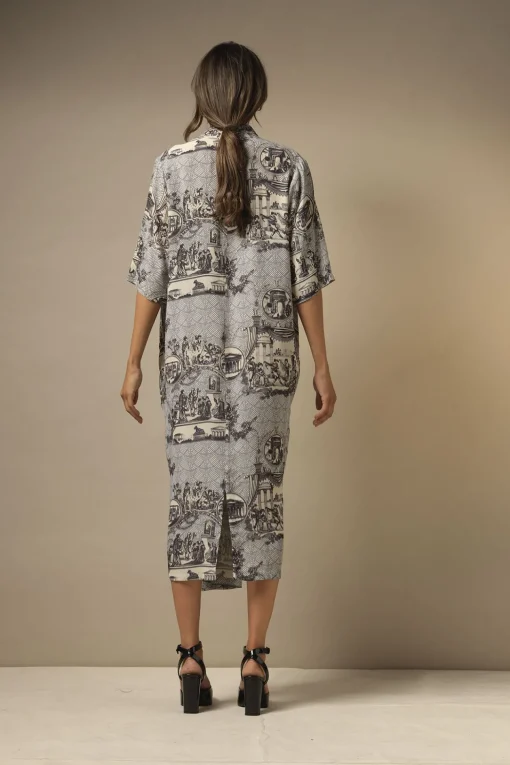 Ancient Columns Charcoal Rachel Dress