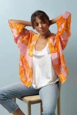Ancient Columns Orange Kimono
