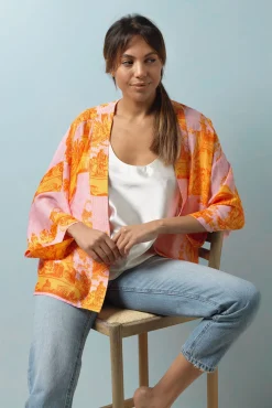 Ancient Columns Orange Kimono