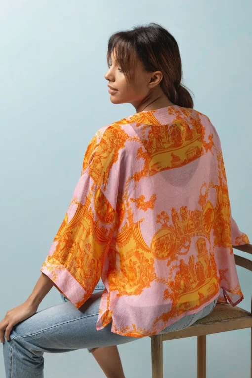 Ancient Columns Orange Kimono