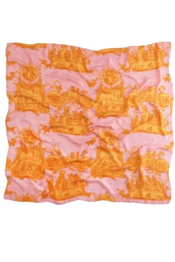 Ancient Columns Orange Silk Scarf