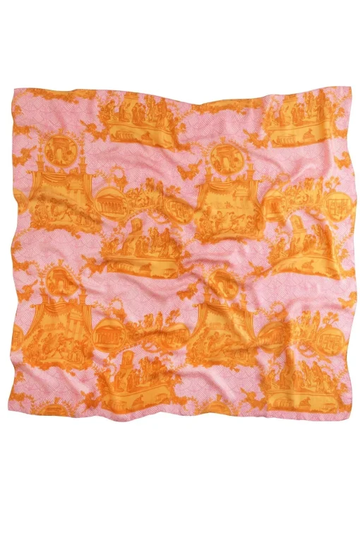 Ancient Columns Orange Silk Scarf