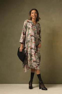 Chinoiserie Pink Asymmetric Dress