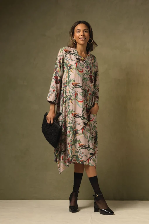 Chinoiserie Pink Asymmetric Dress