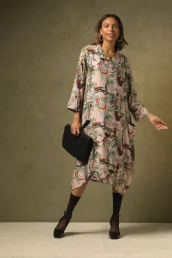 Chinoiserie Pink Asymmetric Dress