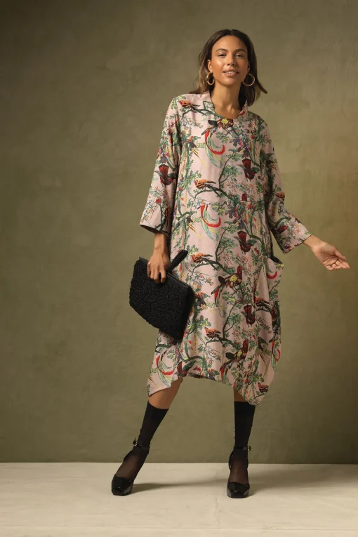 Chinoiserie Pink Asymmetric Dress