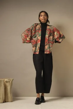 Country Toile Berry Kimono