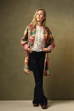 Country Toile Berry Velvet Boyfriend Jacket