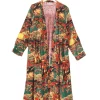 Country Toile Berry Velvet Duster Coat