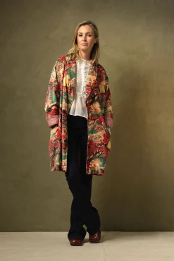 Country Toile Berry Velvet Boyfriend Jacket