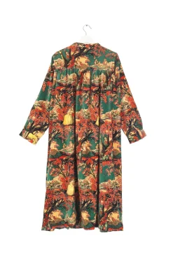 Country Toile Berry Velvet Duster Coat