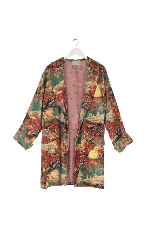 Country Toile Berry Velvet Boyfriend Jacket