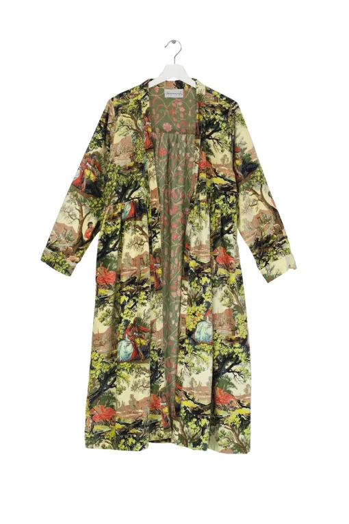 Country Toile Velvet Duster Coat