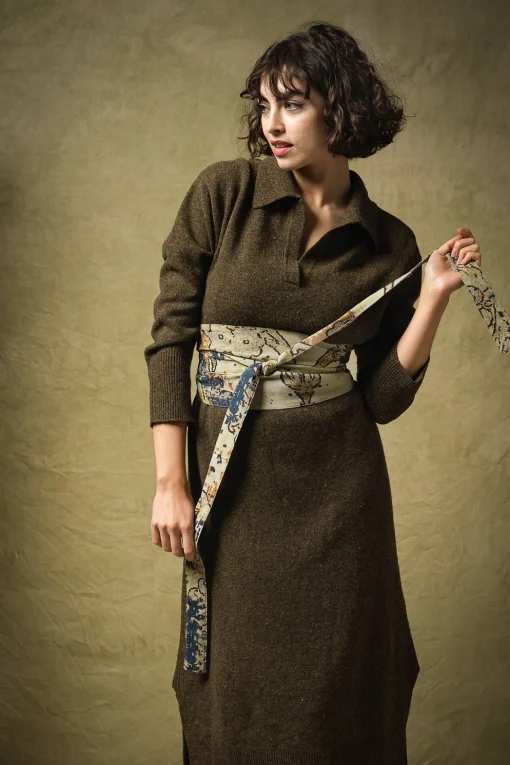 Dhurrie Taupe Obi Belt