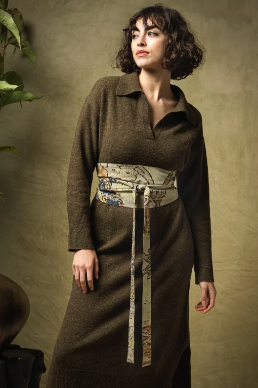 Dhurrie Taupe Obi Belt
