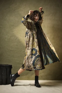 Dhurrie Taupe Velvet Duster Coat