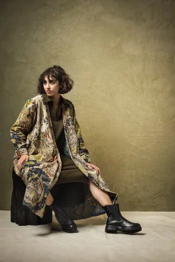 Dhurrie Taupe Velvet Duster Coat