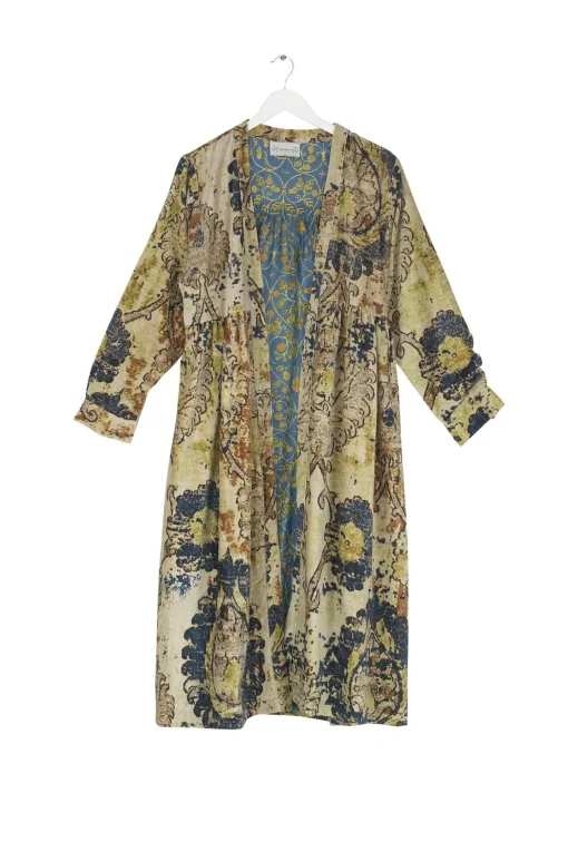 Dhurrie Taupe Velvet Duster Coat