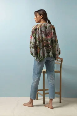 Eccentric Blooms Putty Kimono
