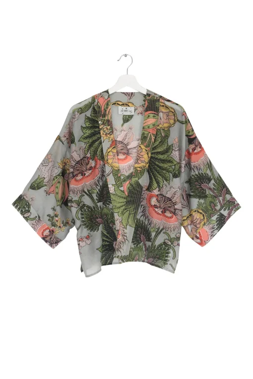 Eccentric Blooms Putty Kimono