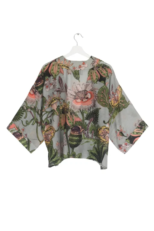 Eccentric Blooms Putty Kimono