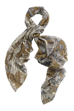 Etched Flower Khaki Kew Scarf