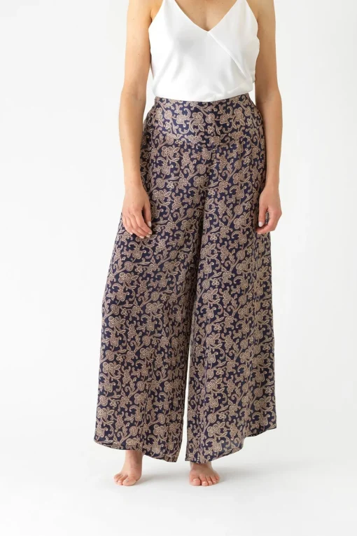 Floral Paisley Blue Palazzo Pant