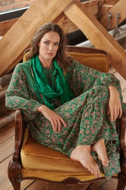 Floral Paisley Green Boho Dress