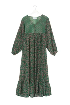 Floral Paisley Green Boho Dress