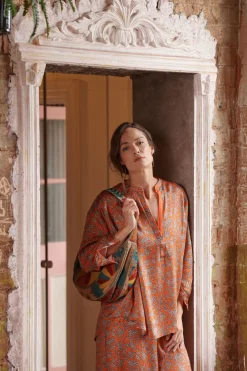 Floral Paisley Orange Darcy Shirt