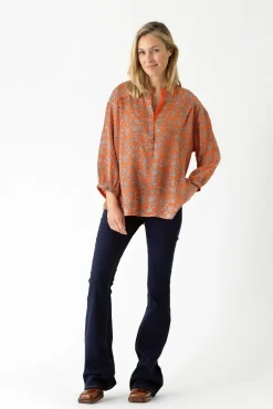 Floral Paisley Orange Darcy Shirt