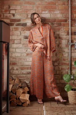 Floral Paisley Orange Palazzo Pant