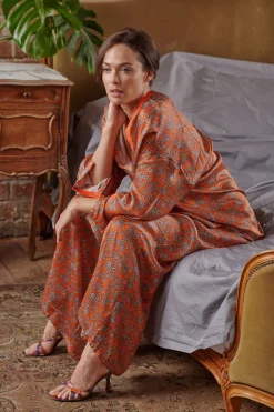 Floral Paisley Orange Palazzo Pant