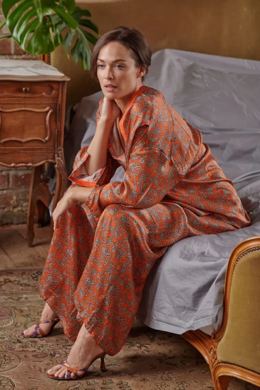 Floral Paisley Orange Palazzo Pant