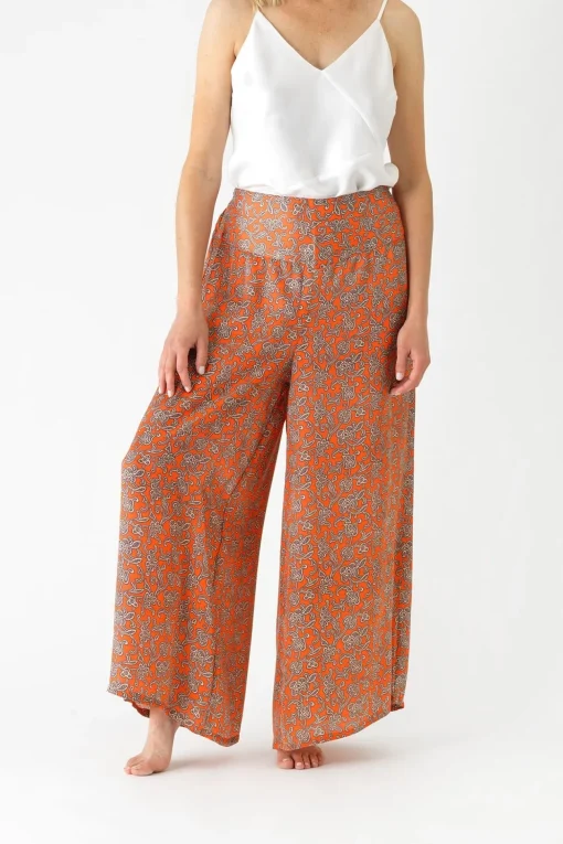 Floral Paisley Orange Palazzo Pant