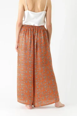 Floral Paisley Orange Palazzo Pant