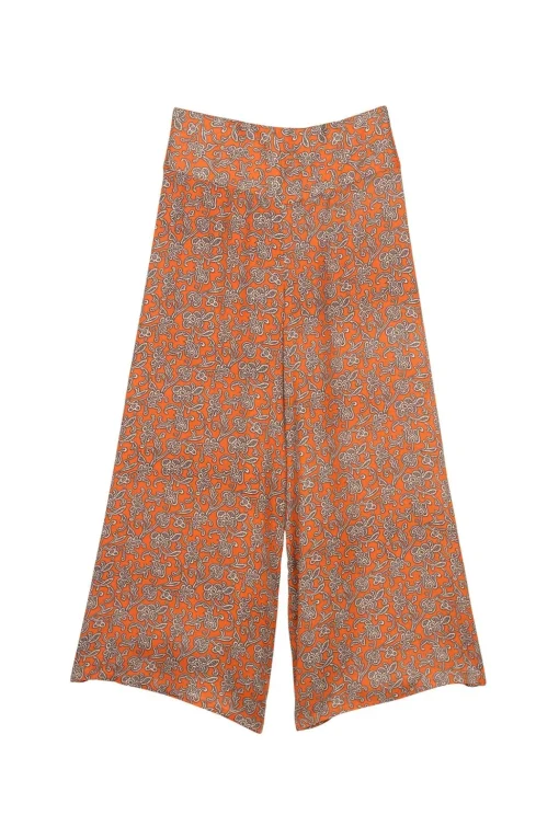 Floral Paisley Orange Palazzo Pant