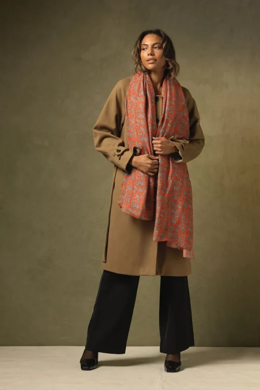 Floral Paisley Orange Scarf