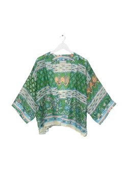 Folk Flowers Green Kimono