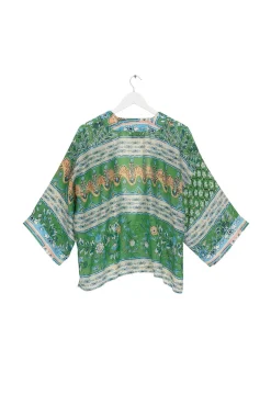 Folk Flowers Green Kimono