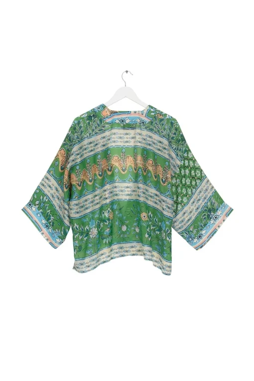 Folk Flowers Green Kimono