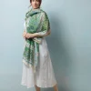 Folk Flowers Green Scarf