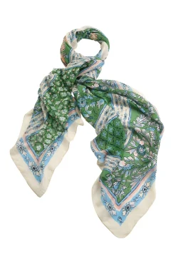 Folk Flowers Green Scarf