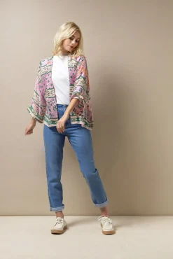 Folk Flowers Pink Kimono